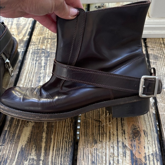 Vintage Chloe Dark Brown Leather Motorcycle Ankle Boots - Picture 9 of 12